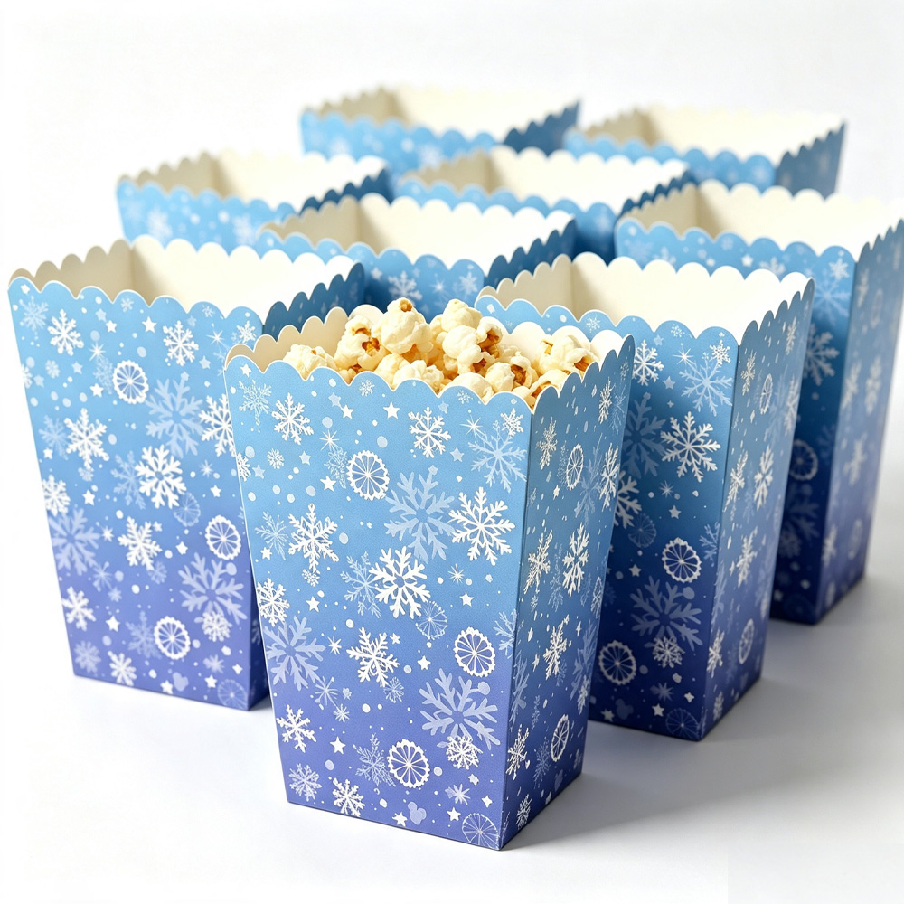 Event Party Box - 10-50pcs 눈송이 팝콘 상자 종이 스낵
