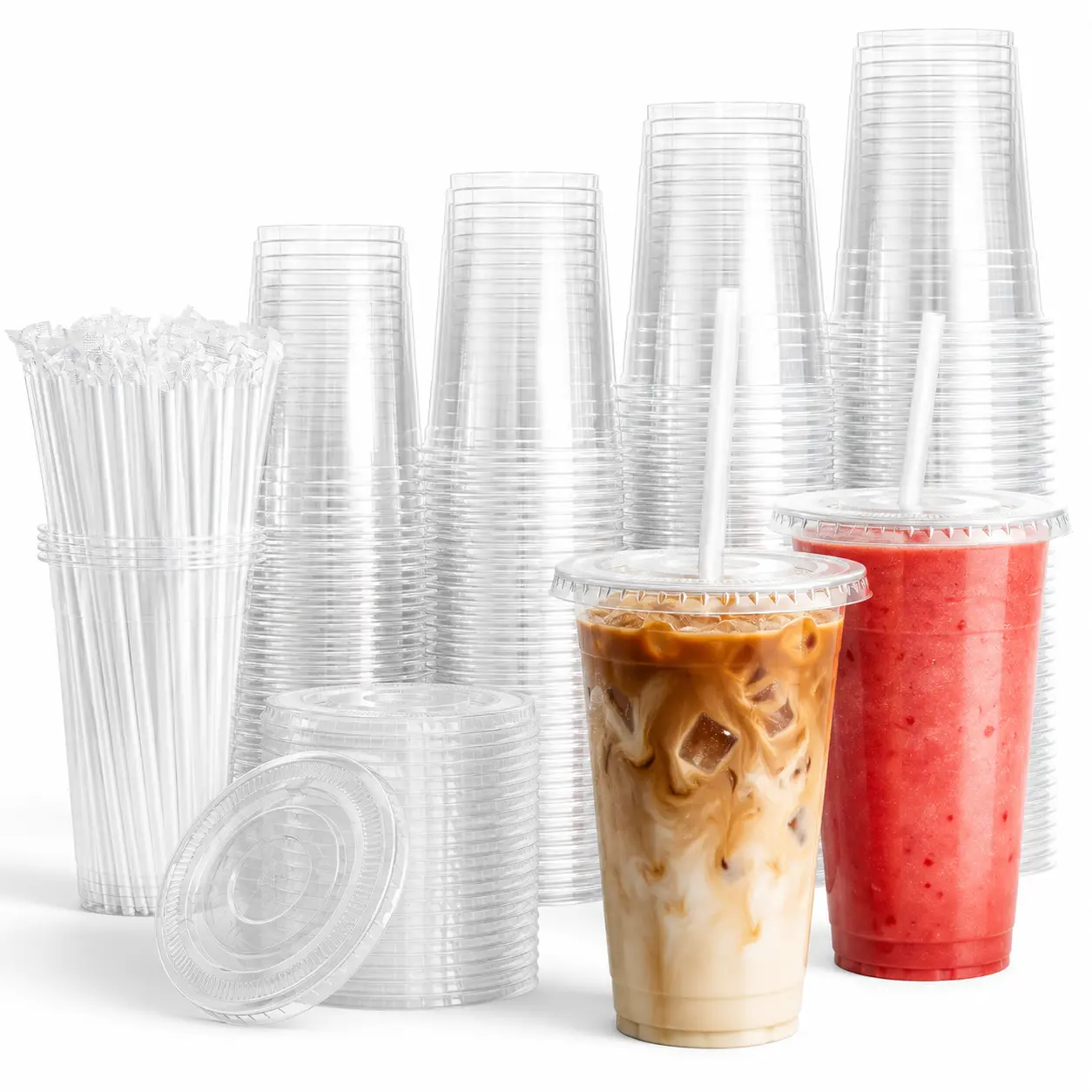 Plastic Cup 50Pcs - 일회용 PET 음료 컵 50개/100개, 12온스/32온스,