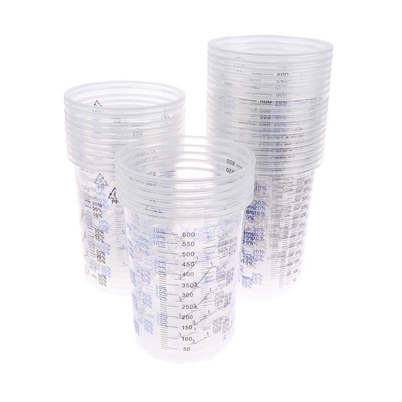 Plastic Cup 50Pcs - 10개/50개 세트, 표준 용량으로 표시된 페인트