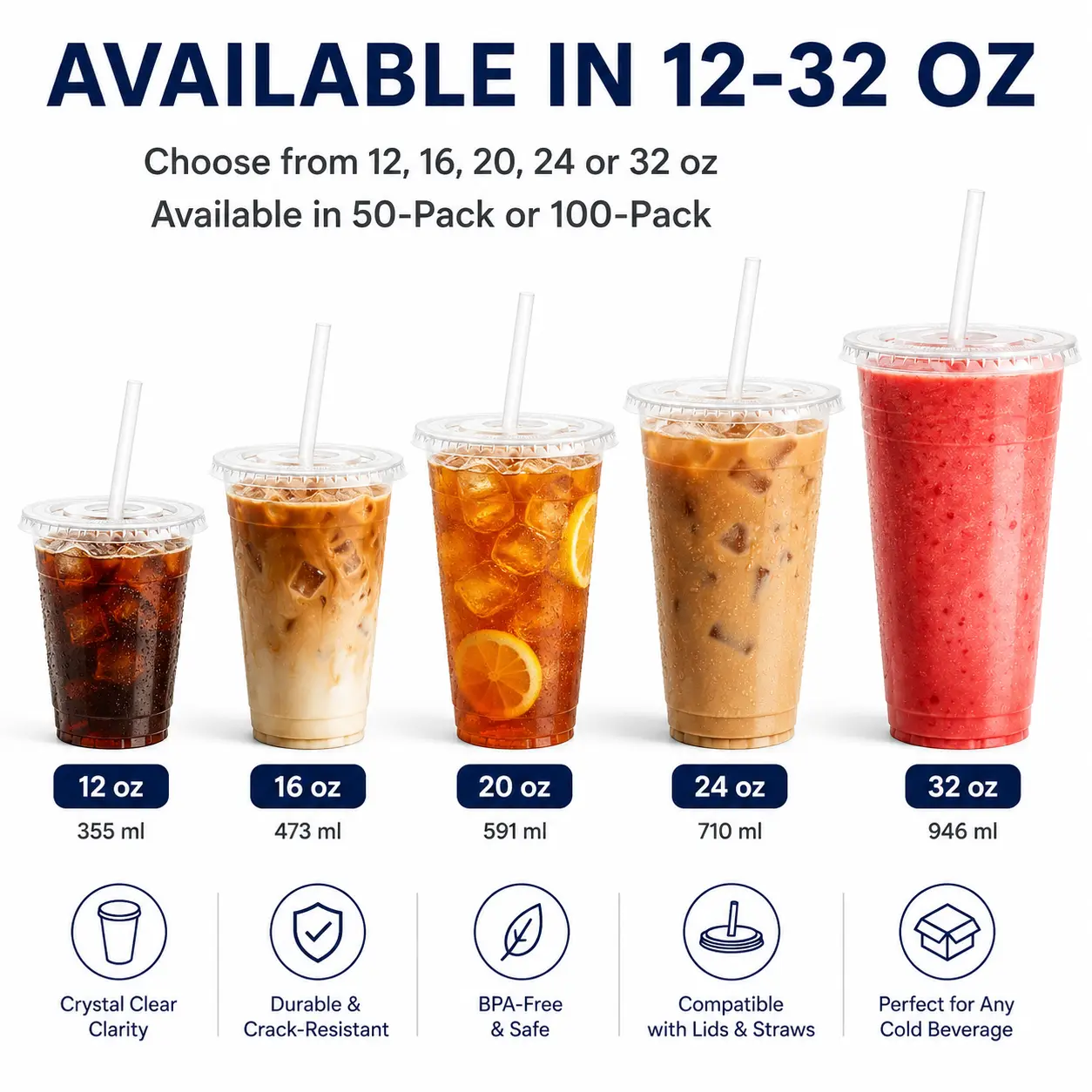 일회용 PET 음료 컵 50개/100개, 12온스/32 - Plastic Cup 50Pcs 리뷰 및 가격