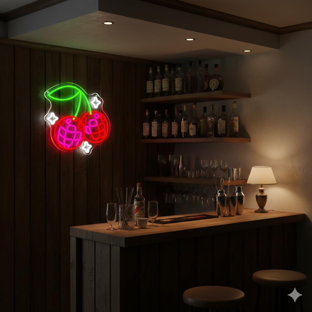디스코볼 체리 LED 네온 간판, USB 전원 방식,  - Neon Sign Party 리뷰 및 가격